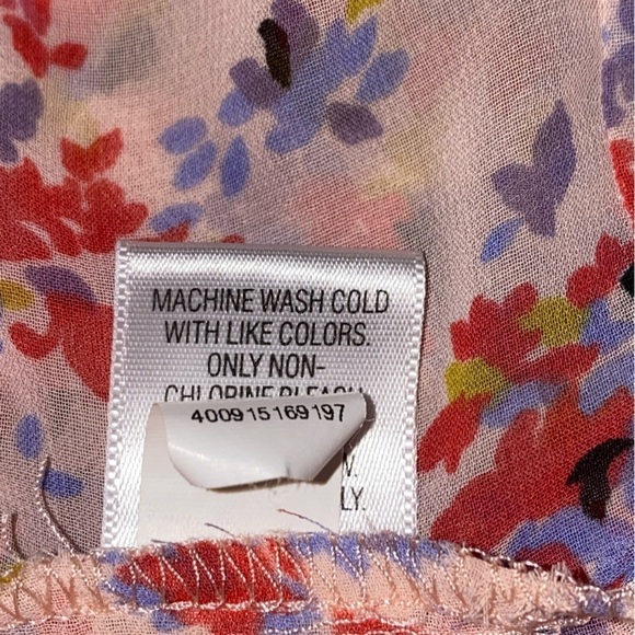 Elle Women Floral Chiffon Faux Wrap Lace Blouse Small Sheer Cottage Prairie - Picture 6 of 9